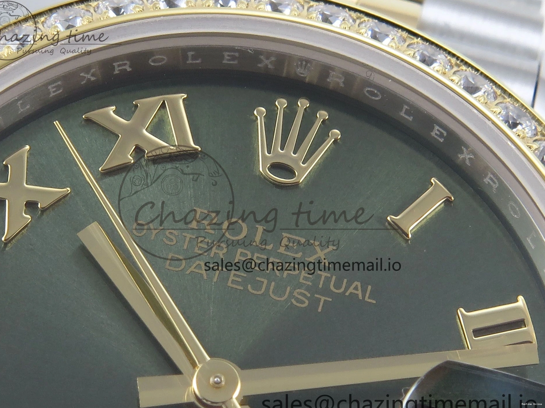 0403 StreetReady DateJust 31 278383RBR ARF 1:1 Best Edition 904L Steel Green Roman Diamonds Dial Diamonds Bezel on SS YG Jubilee Bracelet ETA 418